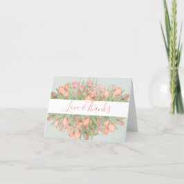 Tarjeta De Agradecimiento Tulipanes de manantial de color rosa y menta