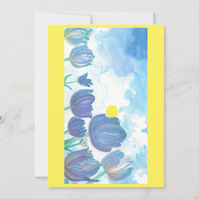 Tarjeta De Agradecimiento Tulipanes en la acuarela del sol (Anverso)