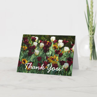 Tarjeta De Agradecimiento Tulipanes granates y amarillos Floral colorido