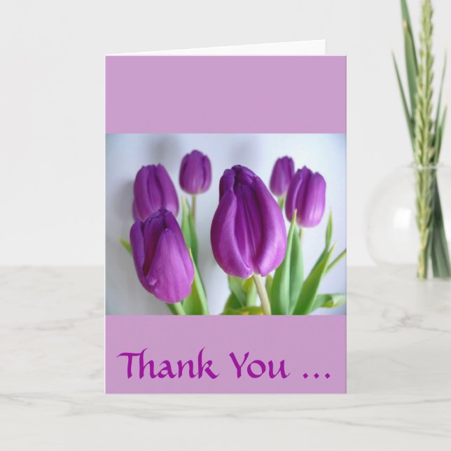 Tarjeta De Agradecimiento Tulipanes morados (Anverso)