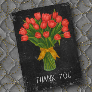 Tarjeta De Agradecimiento Tulipanes rojos de pizarra