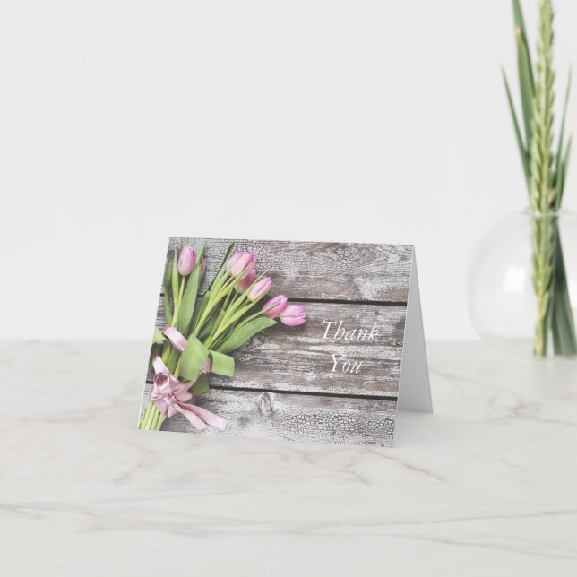 Tarjeta de agradecimiento: tulipanes rosados y mad (Anverso)