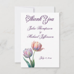 Tarjeta De Agradecimiento Tulipano romántico y poético pastel acuarela