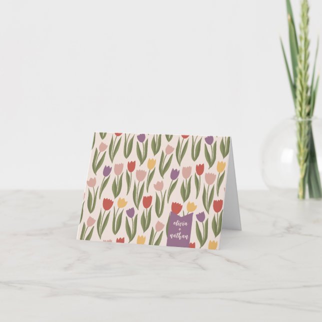 Tarjeta De Agradecimiento Tulips Bridal Shower Personalizada (Anverso)