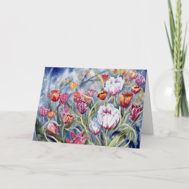 Tarjeta De Agradecimiento "Tulips II" Blank Notecard (Anverso)