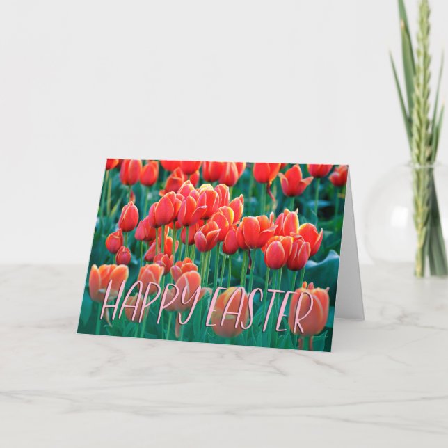 Tarjeta De Agradecimiento Tulips Photo Happy Easter Card (Anverso)