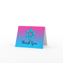 Tarjeta de agradecimiento Turquesa a Rosa Ombre co