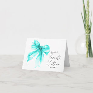 Tarjeta De Agradecimiento Turquesa Arco Coqueta Script Dulces 16 Gracias 