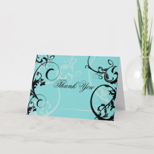 Tarjeta De Agradecimiento Turquesa con Amortización Naranja Flourish