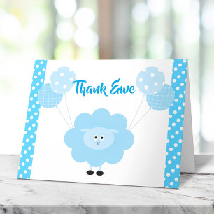 Tarjeta De Agradecimiento Turquesa Globos de Cordero Niño Baby Shower Dulce