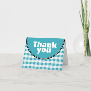 Tarjeta De Agradecimiento Turquoise Circle Gingham personalizado