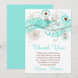 Tarjeta De Agradecimiento Turquoise Floral Twist Bridal Shower 