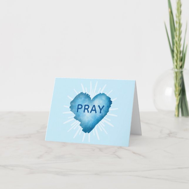 Tarjeta De Agradecimiento Turquoise Heart with PRAY (Anverso)