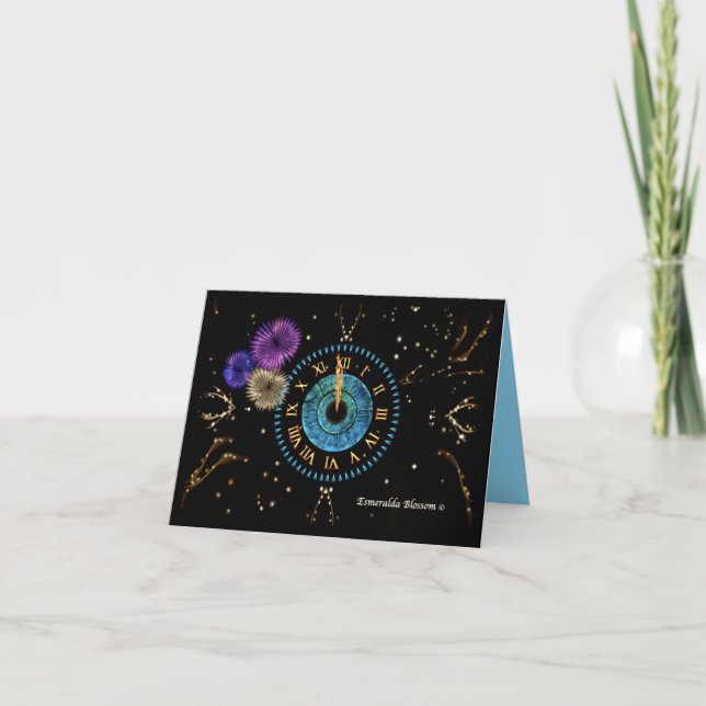 Tarjeta De Agradecimiento Turquoisel Midnight Clock (Anverso)