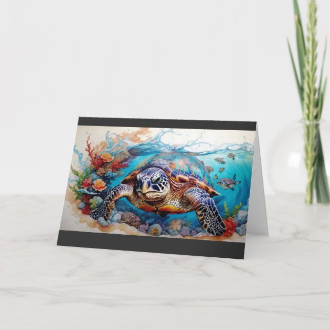 Tarjeta De Agradecimiento Turtle art / Schildkröte Kunst (Anverso)
