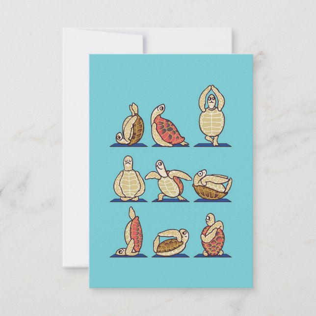 Tarjeta De Agradecimiento Turtle Lover Green Sea Turtle Yoga (Anverso)