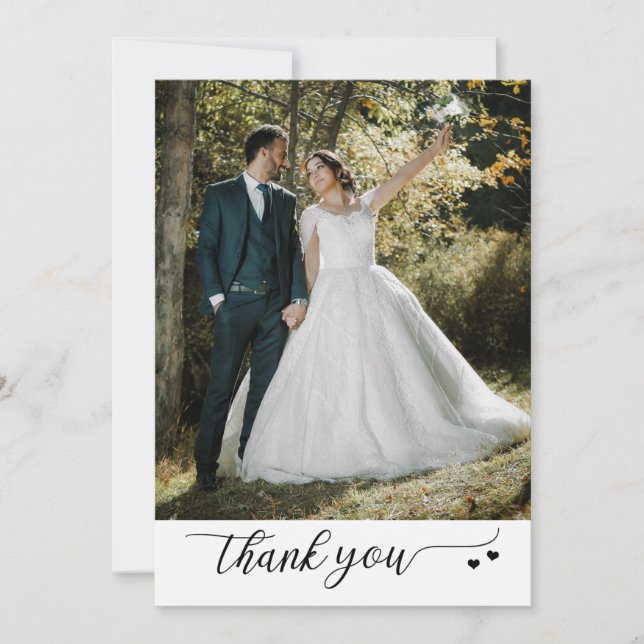 Tarjeta De Agradecimiento Tus fotos son Bodas en blanco y negro (Anverso)
