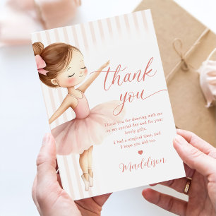 Tarjeta De Agradecimiento Tutu Bailarina Bailarín de Ballet Cumpleaños Niña