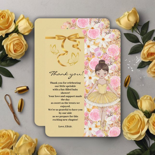 Tarjeta De Agradecimiento Tutu Ballerina Butterflies Baby Shower (Subido por el creador)