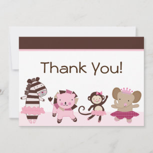 Tarjeta De Agradecimiento Tutu Cute/Ballerina Animales Gracias Cartas