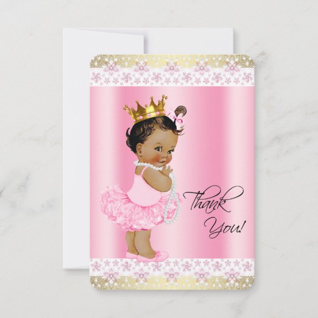 Tarjeta De Agradecimiento Tutu de bailarina étnica para bebé niña Gracias (Anverso)
