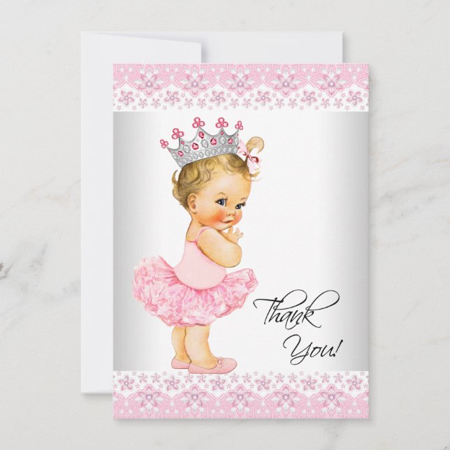 Tarjeta De Agradecimiento Tutu Princess Baby Shower Gracias (Anverso)