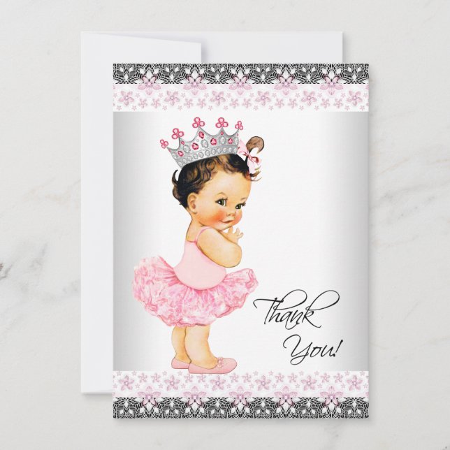 Tarjeta De Agradecimiento Tutu Princess Baby Shower Gracias (Anverso)