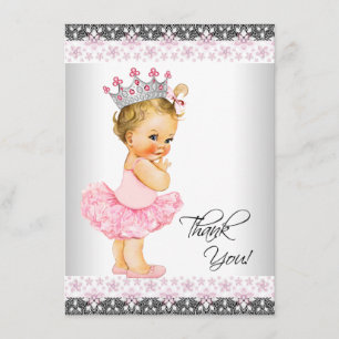 Tarjeta De Agradecimiento Tutu Princess Baby Shower Gracias
