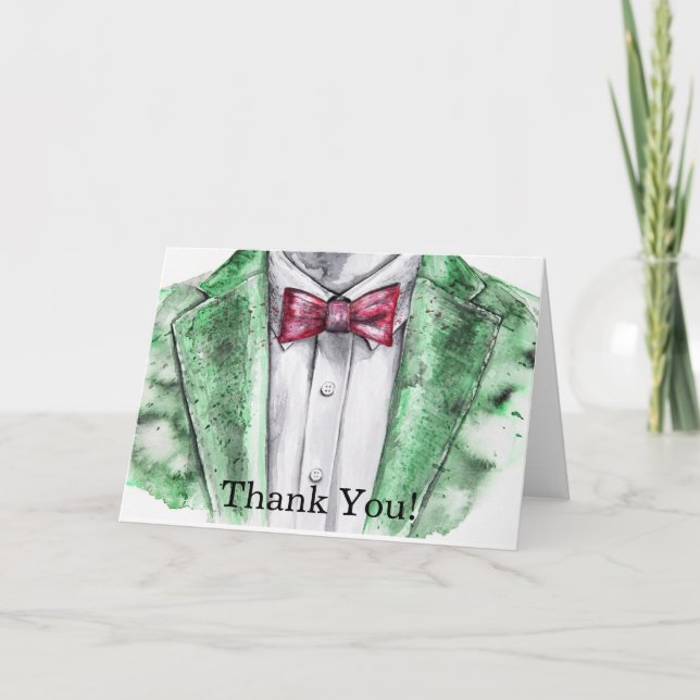 Tarjeta De Agradecimiento Tuxedo acuarela Gracias (Anverso)