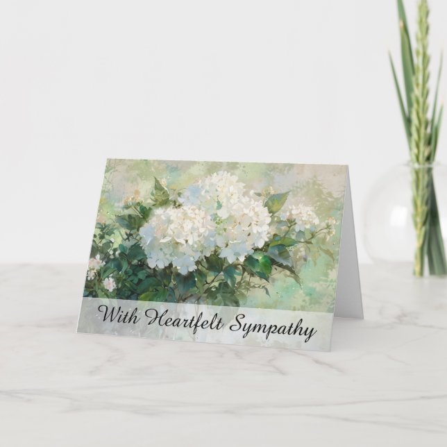 Tarjeta De Agradecimiento *~* TV2 White Hydrangea Floral Sympathy Card (Anverso)