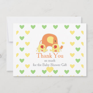 Tarjeta De Agradecimiento Twin Babies Elephant Theme Baby Shower 