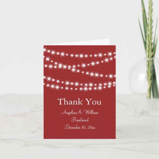 Tarjeta de agradecimiento Twinkle Lights (rojo) (Anverso)