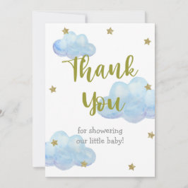 Tarjeta De Agradecimiento Twinkle Little Star Nubes Azules Baby Shower