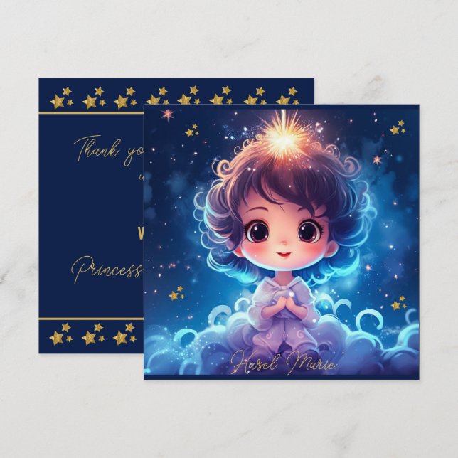 Tarjeta De Agradecimiento Twinkle Little Starry Princess Chica Birthday (Anverso / Reverso)