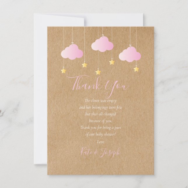 Tarjeta De Agradecimiento Twinkle Twinkle Baby Shower Gracias Poema (Anverso)