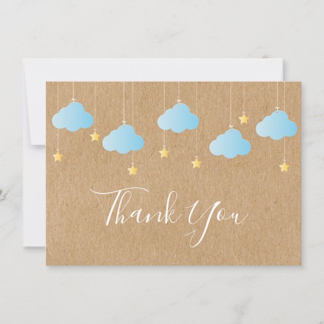 Tarjeta De Agradecimiento Twinkle Twinkle Gracias A Rustic Kraft Boho (Anverso)