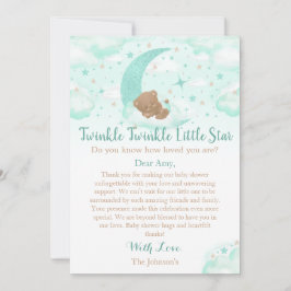 Tarjeta De Agradecimiento Twinkle Twinkle Little Star Bear Baby Shower