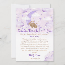 Tarjeta De Agradecimiento Twinkle Twinkle Little Star Bear Baby Shower