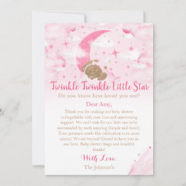 Tarjeta De Agradecimiento Twinkle Twinkle Little Star Bear Baby Shower