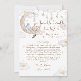 Tarjeta De Agradecimiento Twinkle Twinkle Little Star Bunny Baby Shower