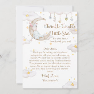 Tarjeta De Agradecimiento Twinkle Twinkle Little Star Bunny Baby Shower