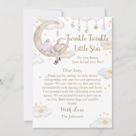 Tarjeta De Agradecimiento Twinkle Twinkle Little Star Bunny Baby Shower
