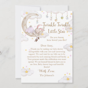 Tarjeta De Agradecimiento Twinkle Twinkle Little Star Bunny Baby Shower