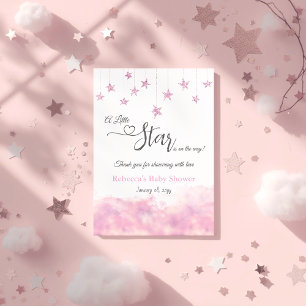 Tarjeta De Agradecimiento Twinkle Twinkle Little Star Chica Rosa Baby Shower