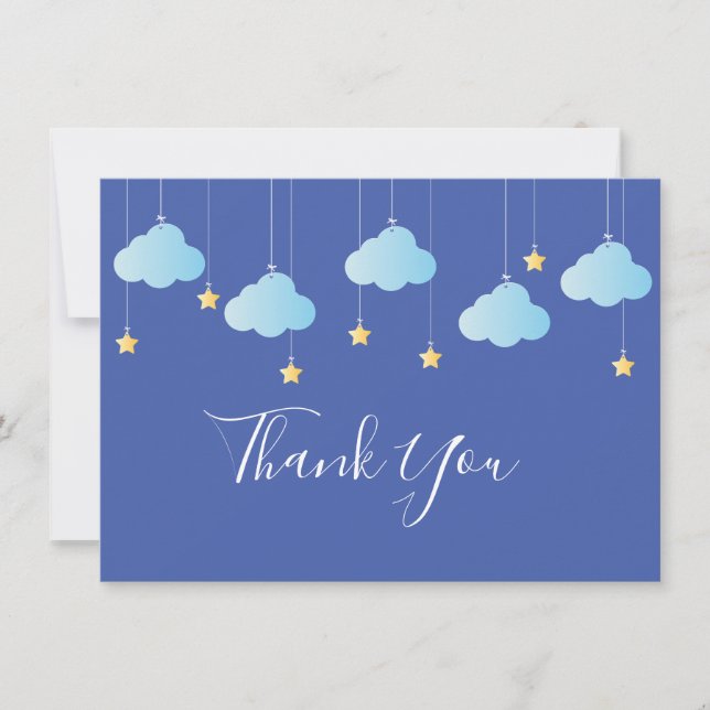 Tarjeta De Agradecimiento Twinkle Twinkle Little Star Gracias Azul (Anverso)