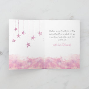 Tarjeta De Agradecimiento Twinkle Twinkle Little Star Rosa Baby Shower para