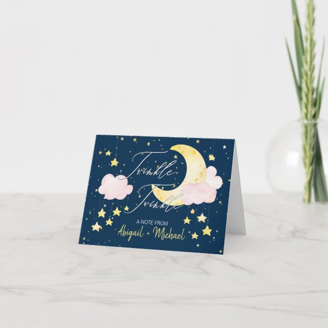 Tarjeta De Agradecimiento Twinkle Twinkle Pequeña Estrella Niña (Anverso)