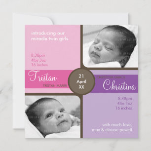 Tarjeta De Agradecimiento TWINS BABY GRACIAS :: Apreciado 4SQ