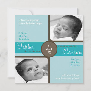 Tarjeta De Agradecimiento TWINS BABY GRACIAS :: Apreciado 4SQ