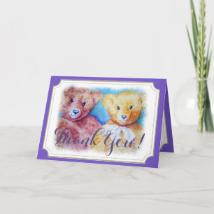 Tarjeta De Agradecimiento TWINS TURNING 2 con OSOS TEDDY GRACIAS